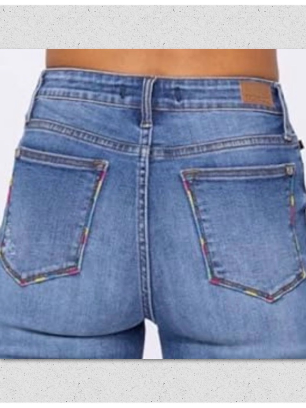 Judy Blue High Rise Blue Jeans with stretch & Rainbow Pocket Stitching Size 16W
